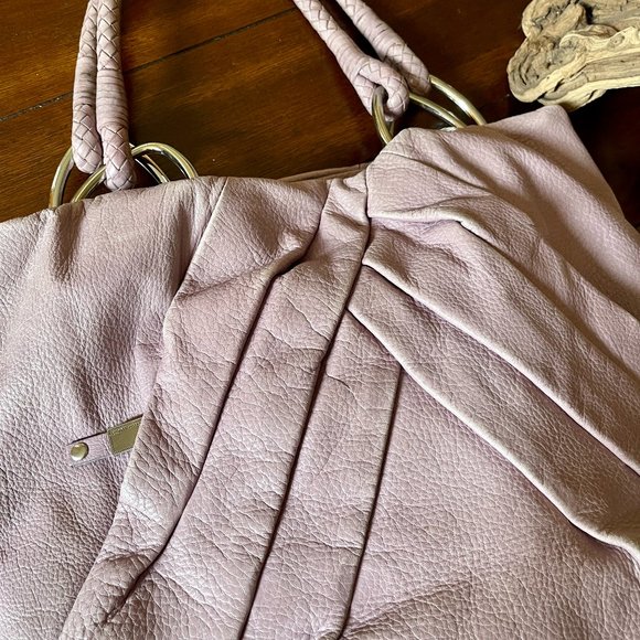 Elliott Lucca Purple Grained Leather Hobo Bag - Picture 1 of 12